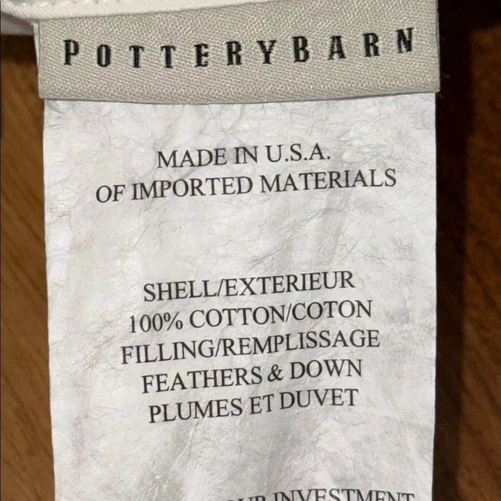 Pottery Barn Blue Linen With Jute Trim Accent Pillow With Feather Insert